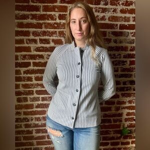 Vintage gray & blue button down blouse